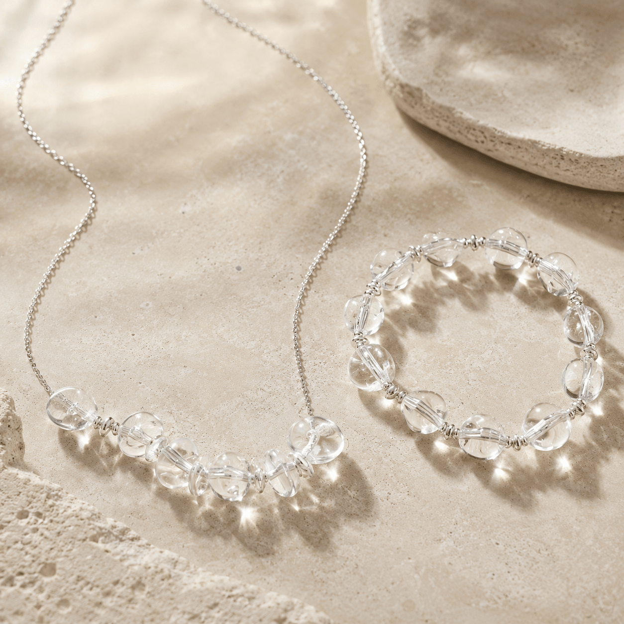 Clear quartz jewelry collection by LUNARAE