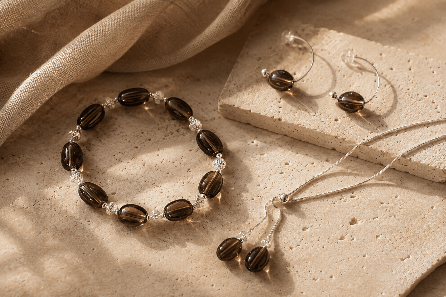 Smoky quartz jewelry collection by LUNARAE