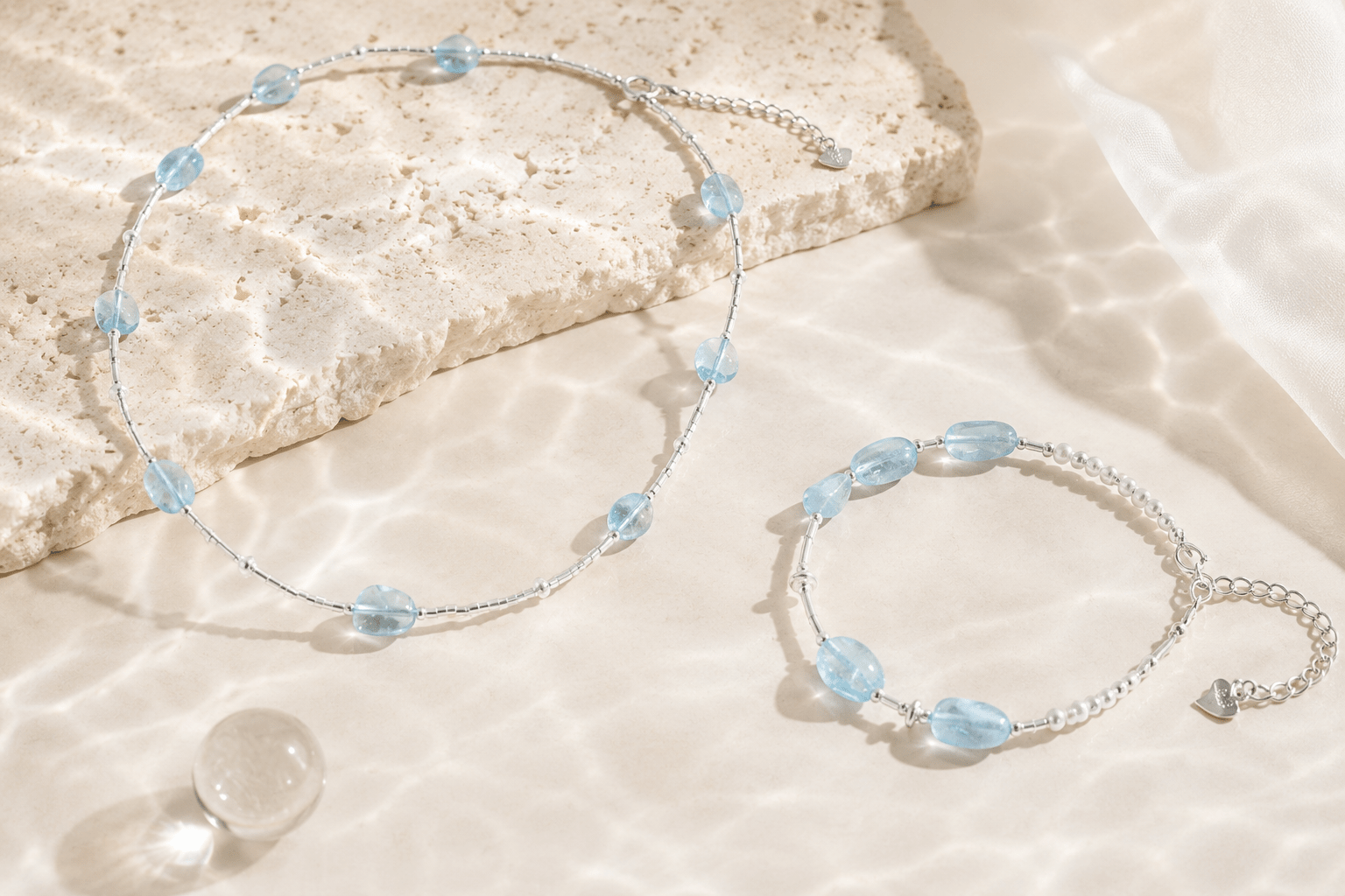 Aquamarine jewelry collection by LUNARAE