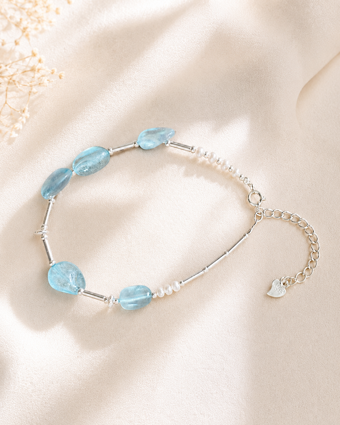 Aquamarine Silver Bracelet