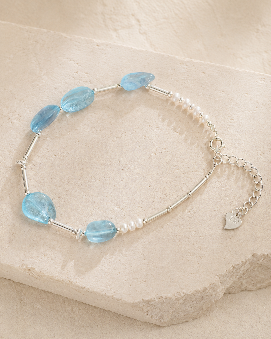 Aquamarine Silver Bracelet