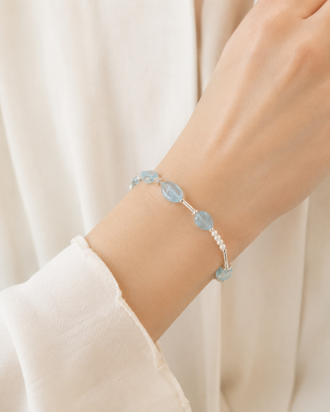Aquamarine Silver Bracelet