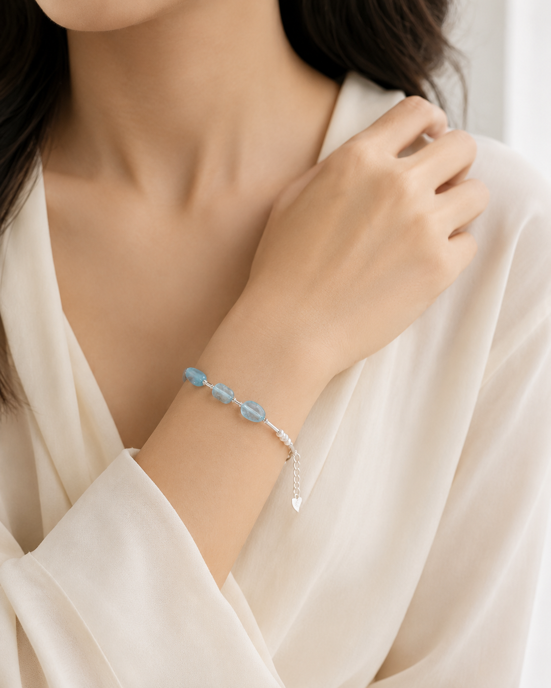 Aquamarine Silver Bracelet