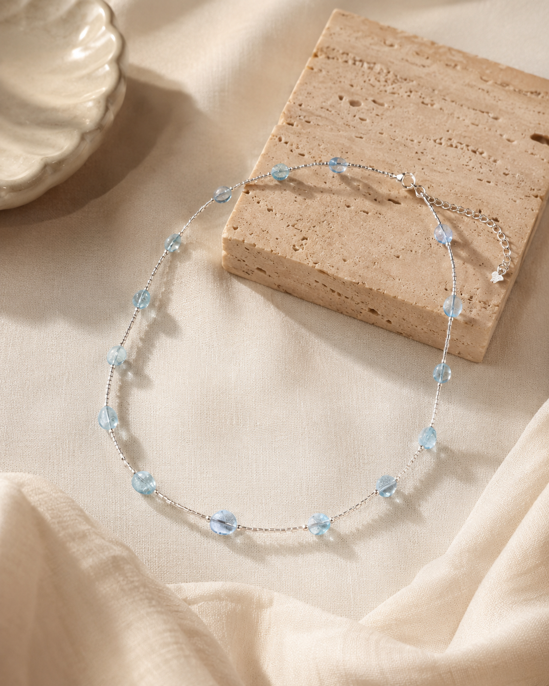 Aquamarine Silver Necklace