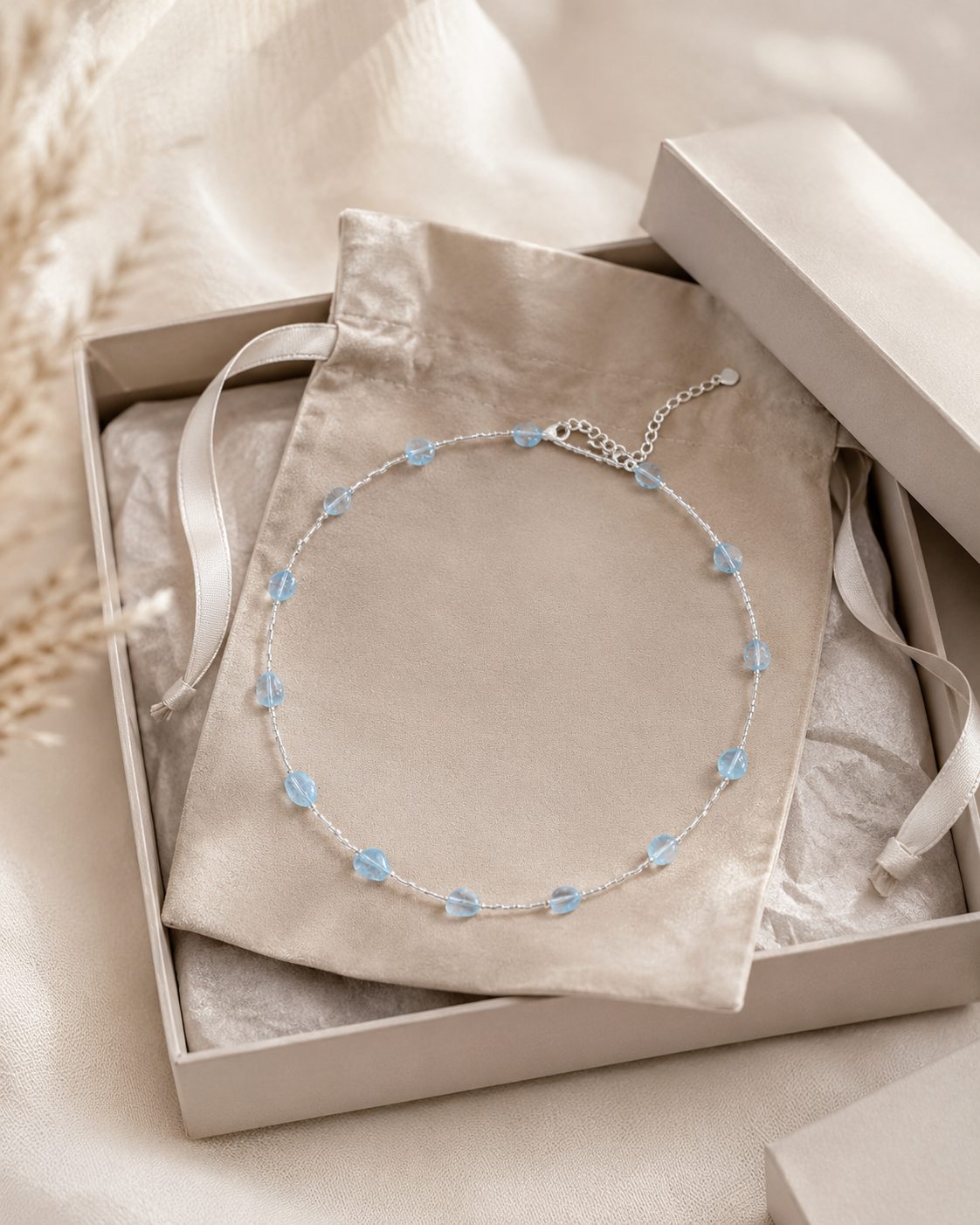 Aquamarine Silver Necklace