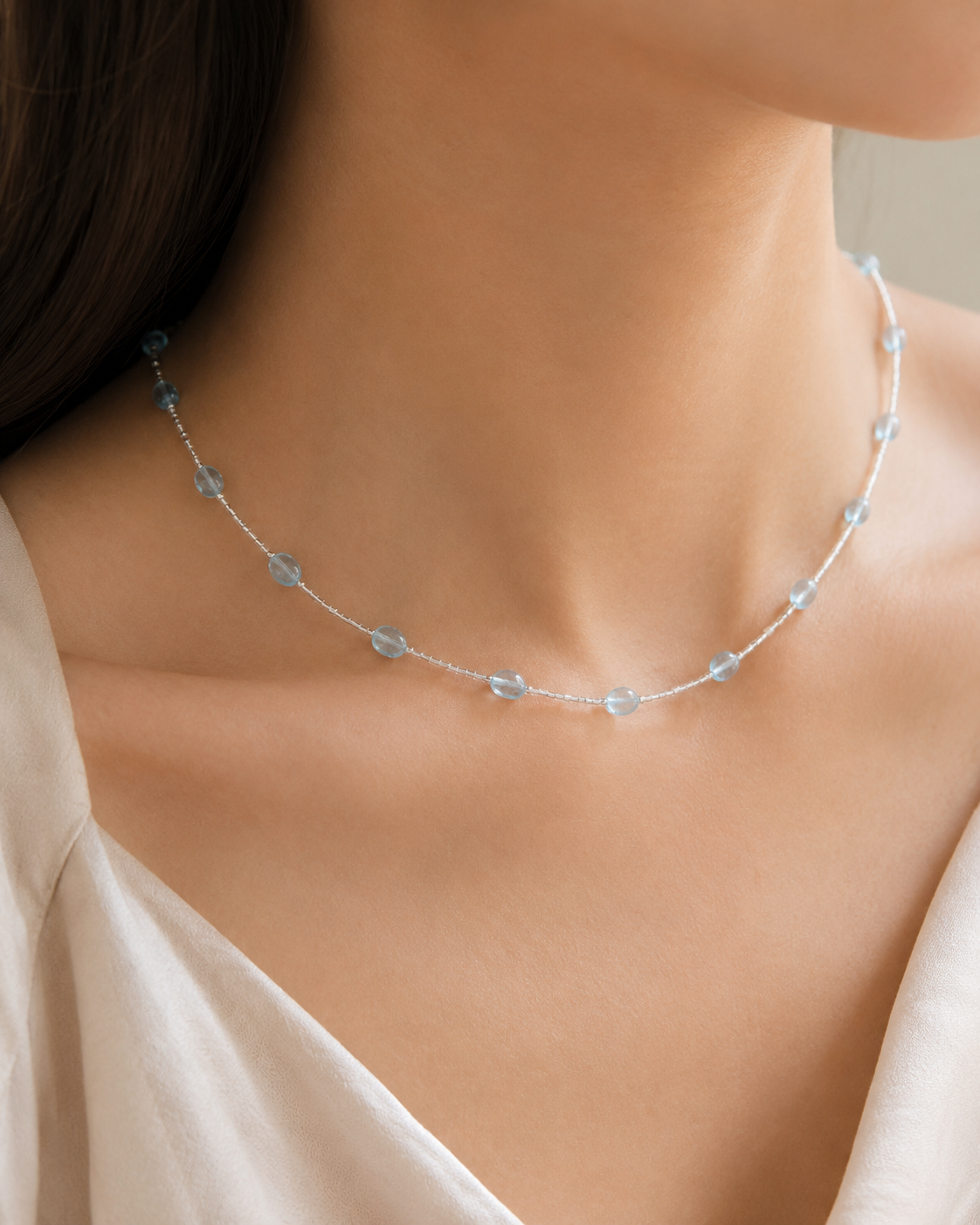 Aquamarine Silver Necklace