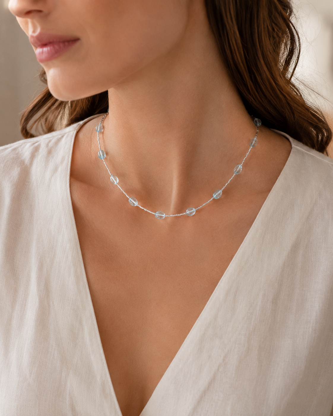 Aquamarine Silver Necklace