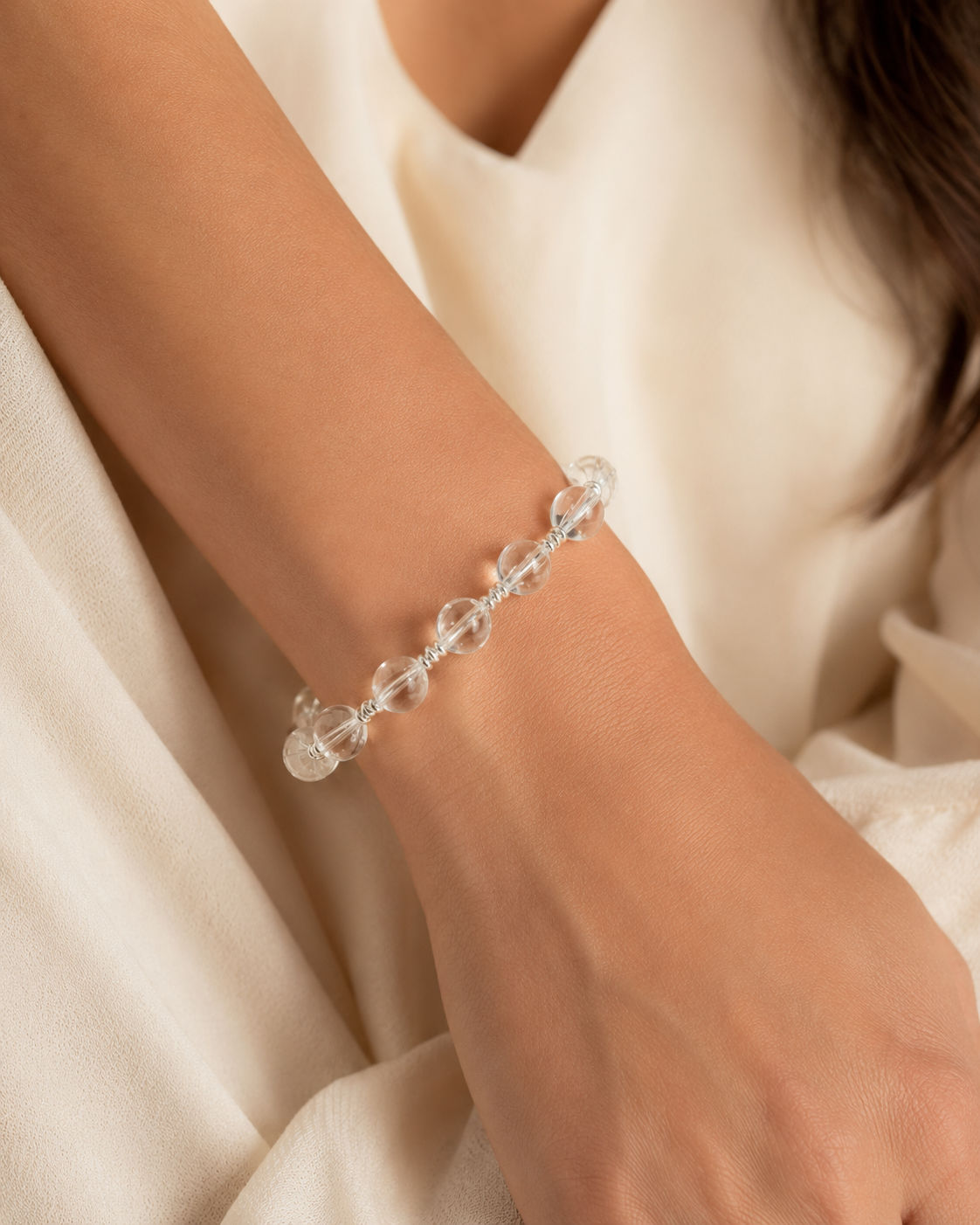 Clear Quartz Silver Bracelet