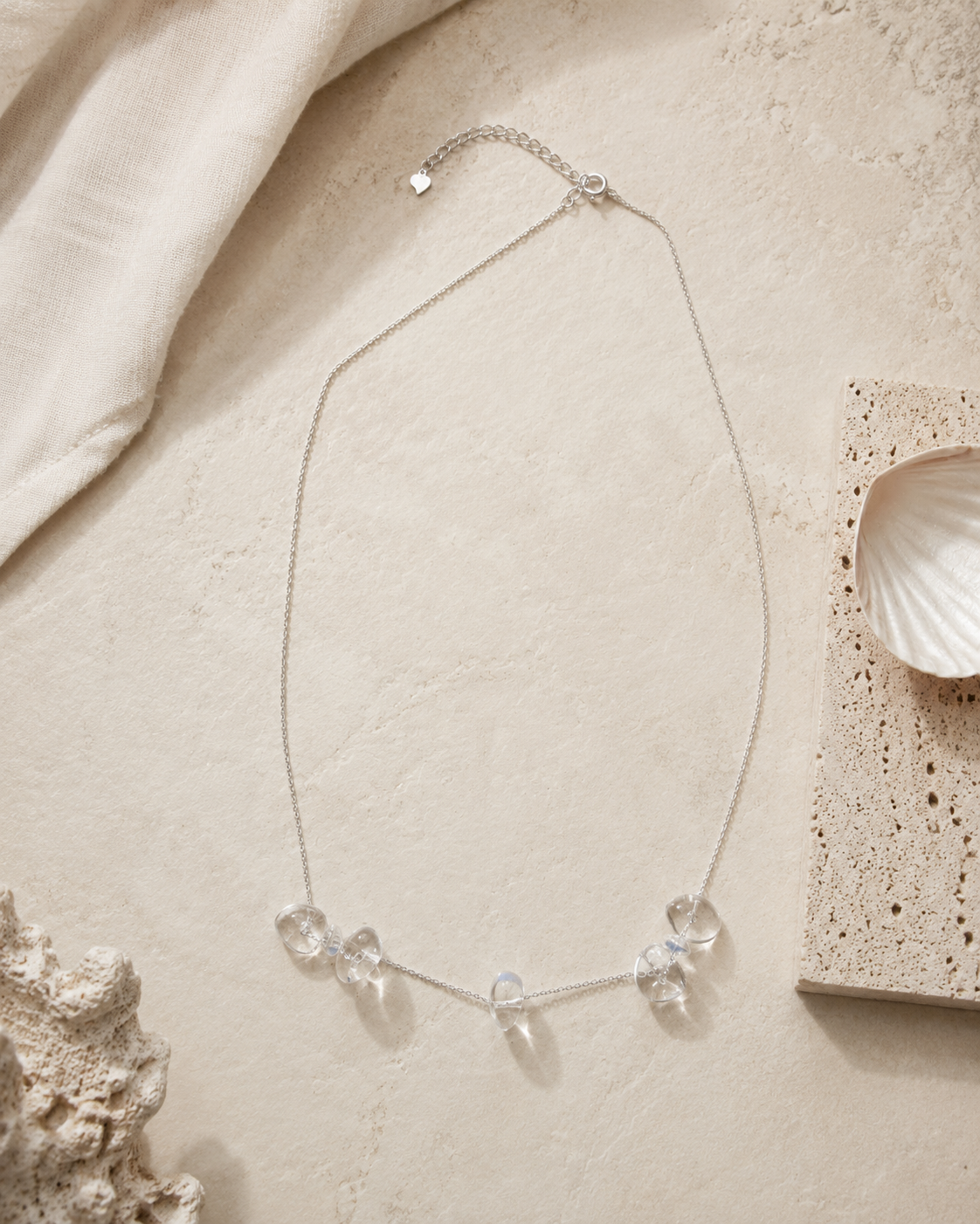 Clear Quartz Silver Necklace by LUNARAE
