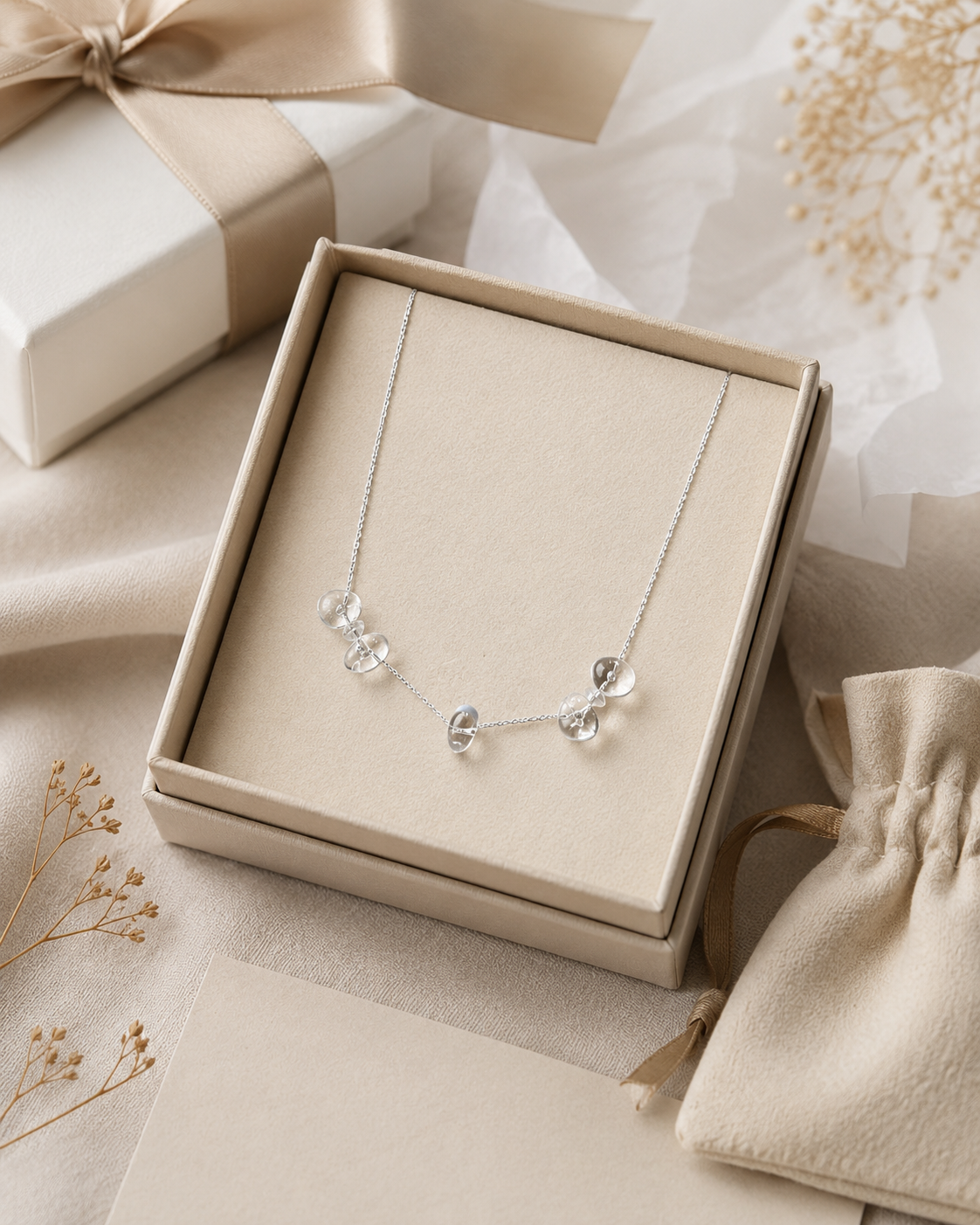 Clear Quartz Silver Necklace