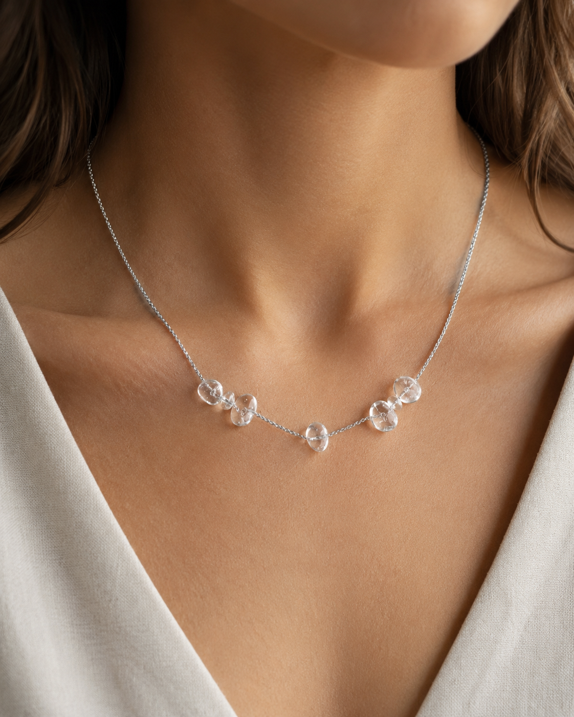 Clear Quartz Silver Necklace