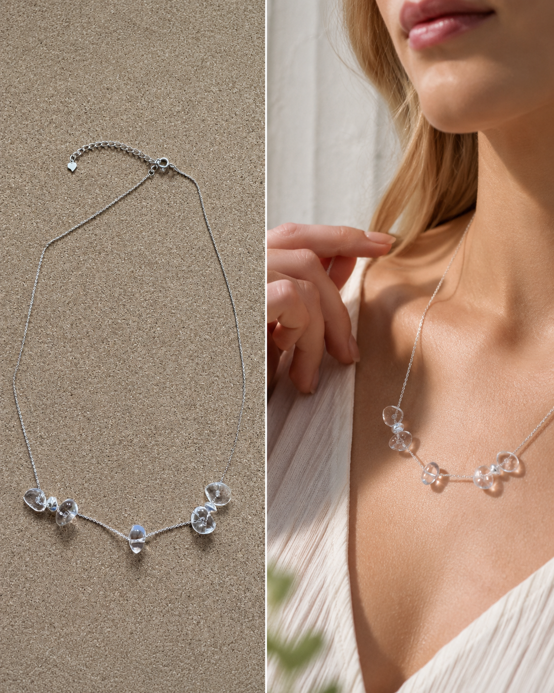 Clear Quartz Silver Necklace