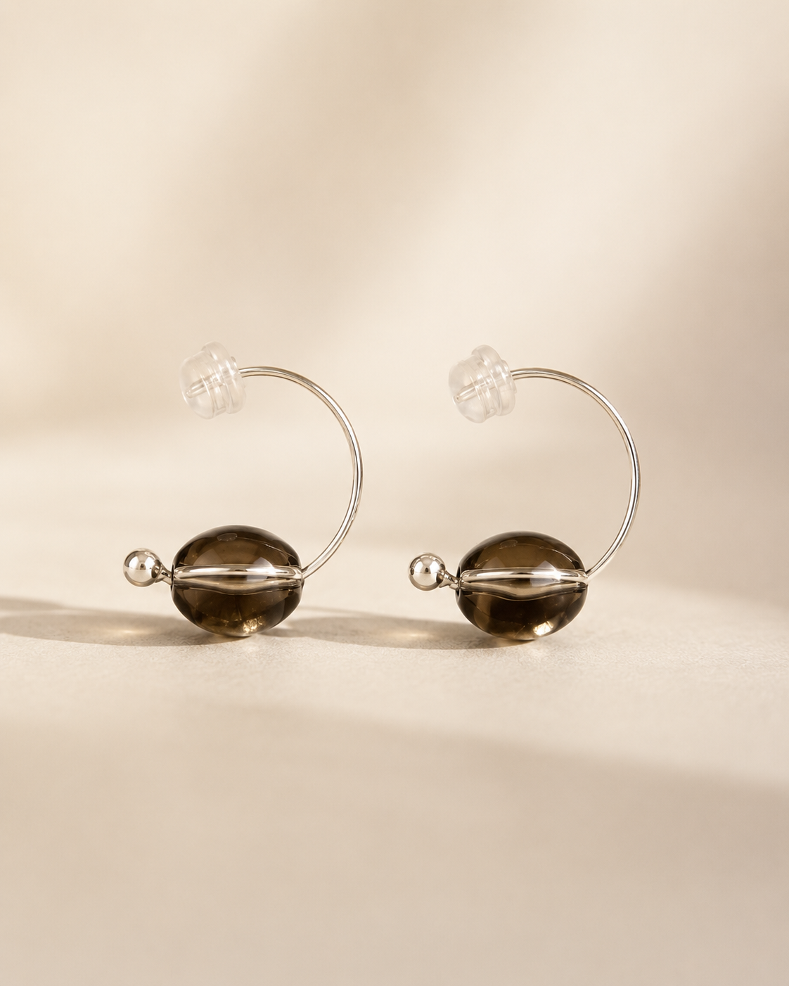 Smoky Quartz Silver Earrings