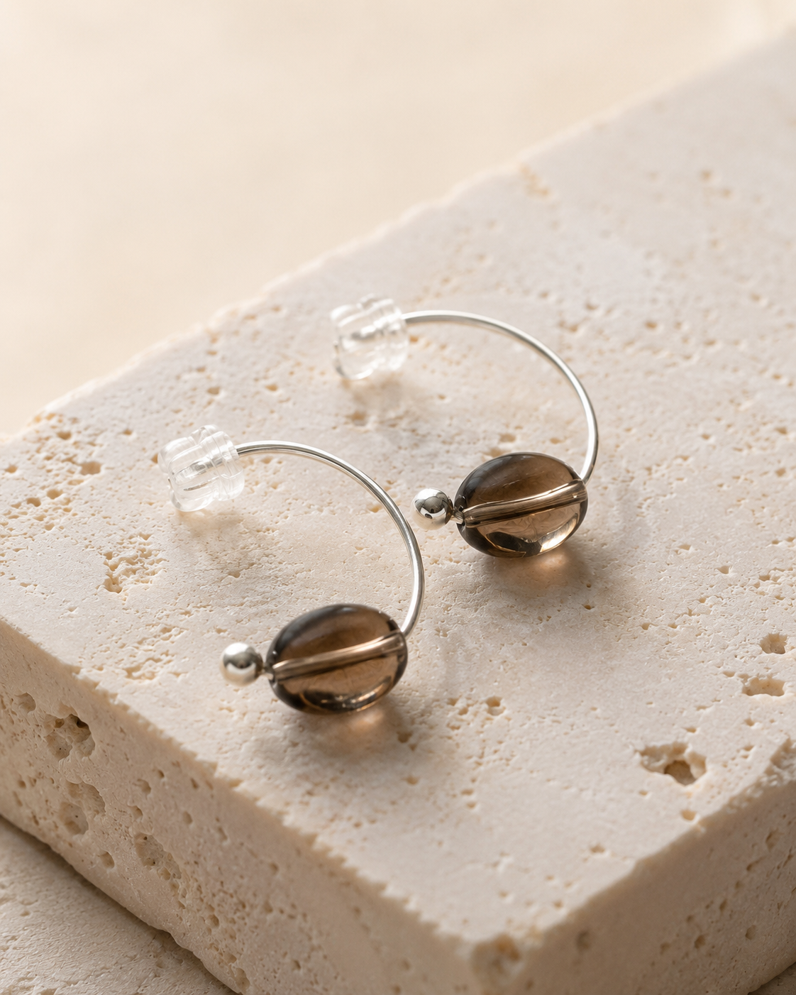 Smoky Quartz Silver Earrings