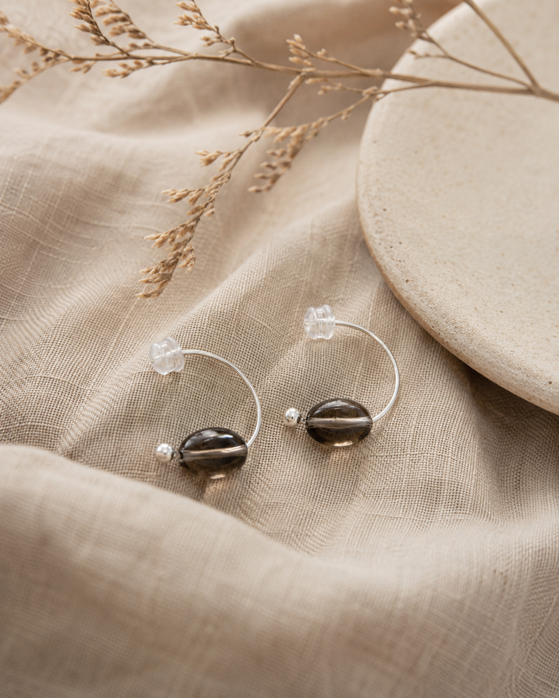 Smoky Quartz Silver Earrings