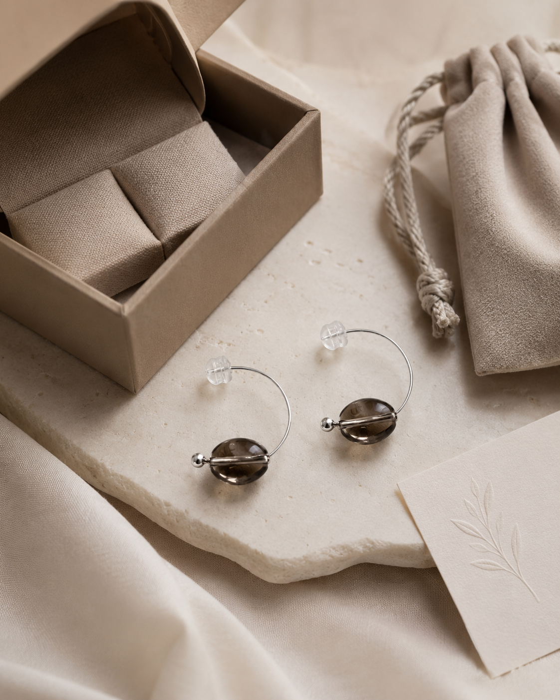 Smoky Quartz Silver Earrings
