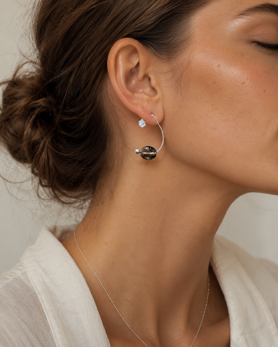 Smoky Quartz Silver Earrings