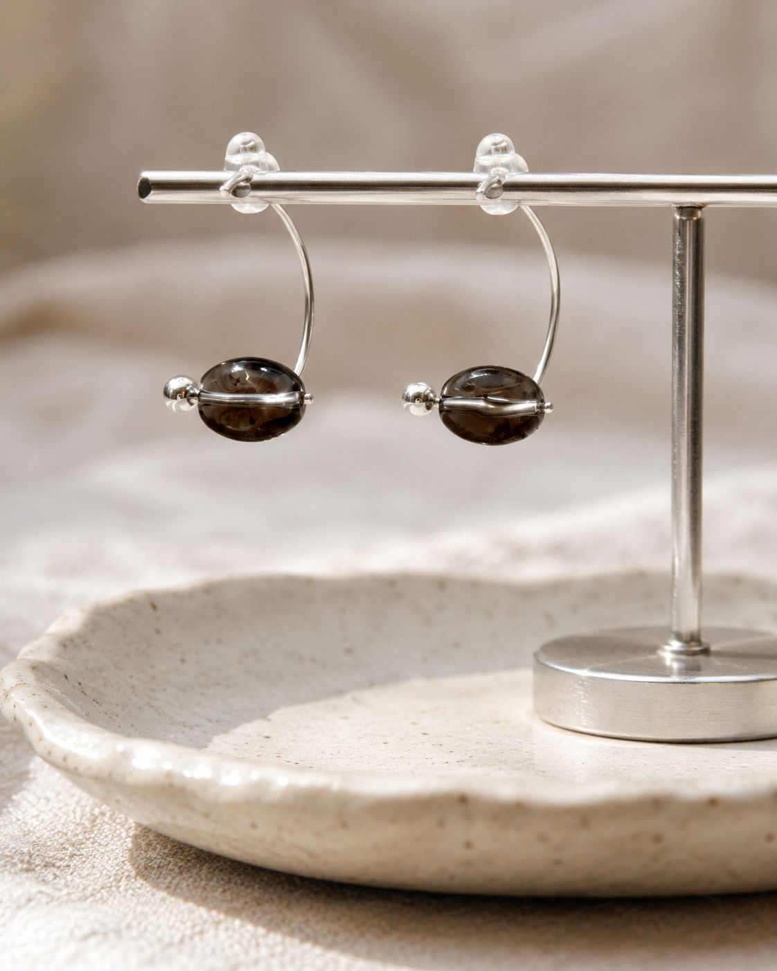 Smoky Quartz Silver Earrings