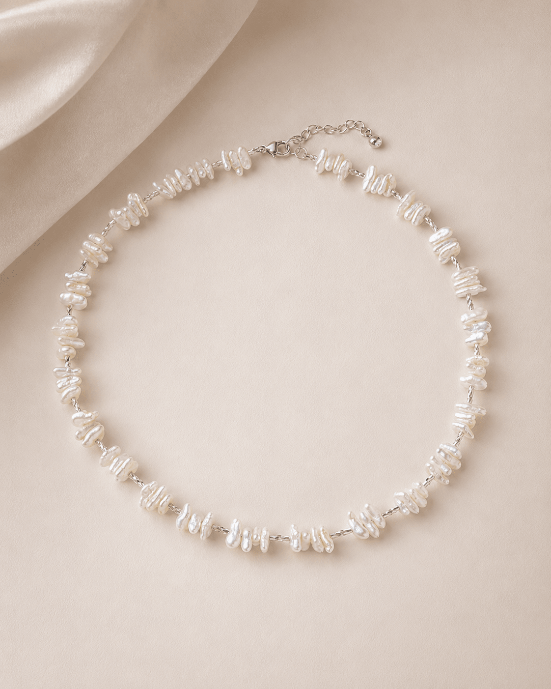 Baroque Pearl Silver Necklace by LUNARAE