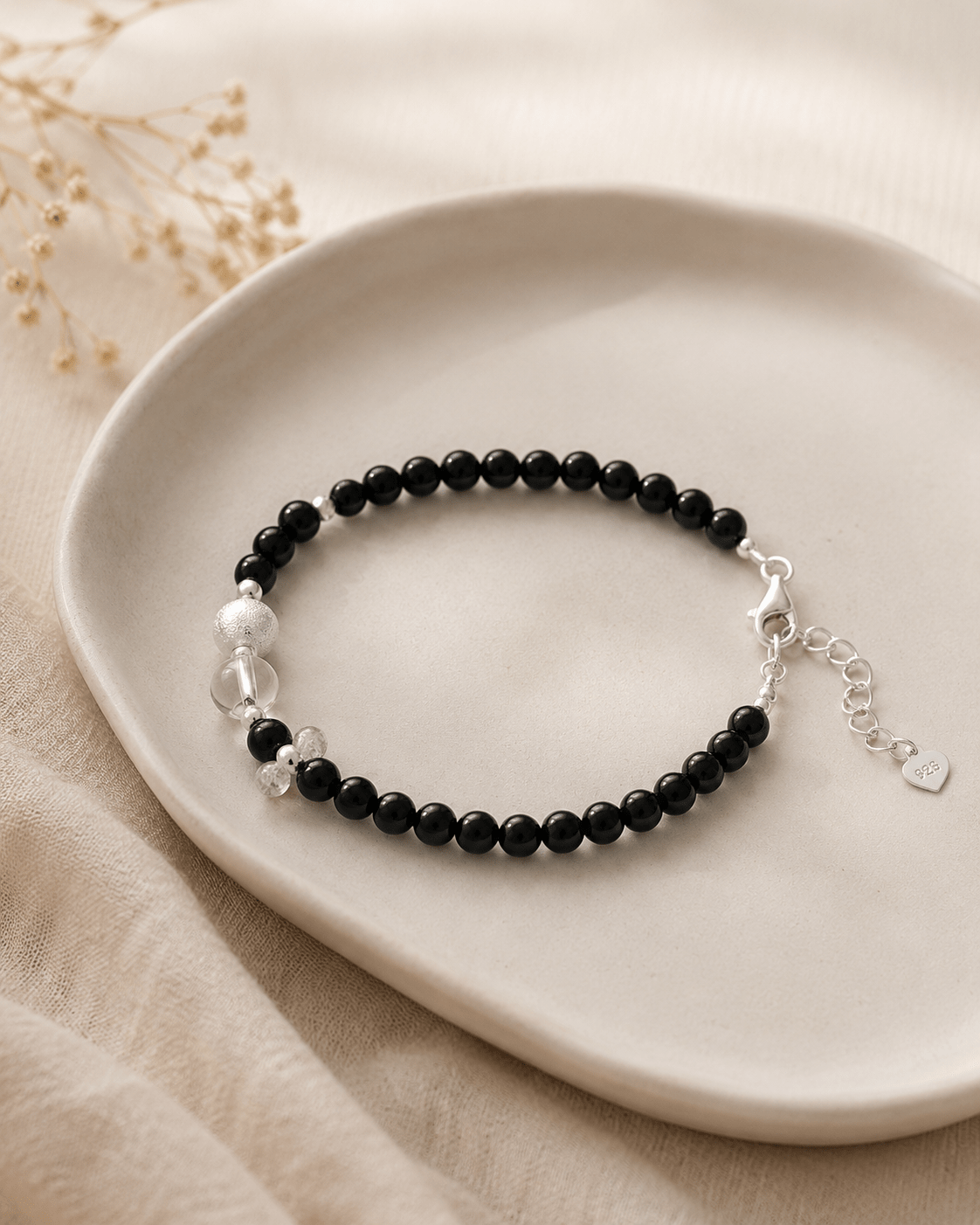 Black onyx and clear quartz jewelry styling set by LUNARAE