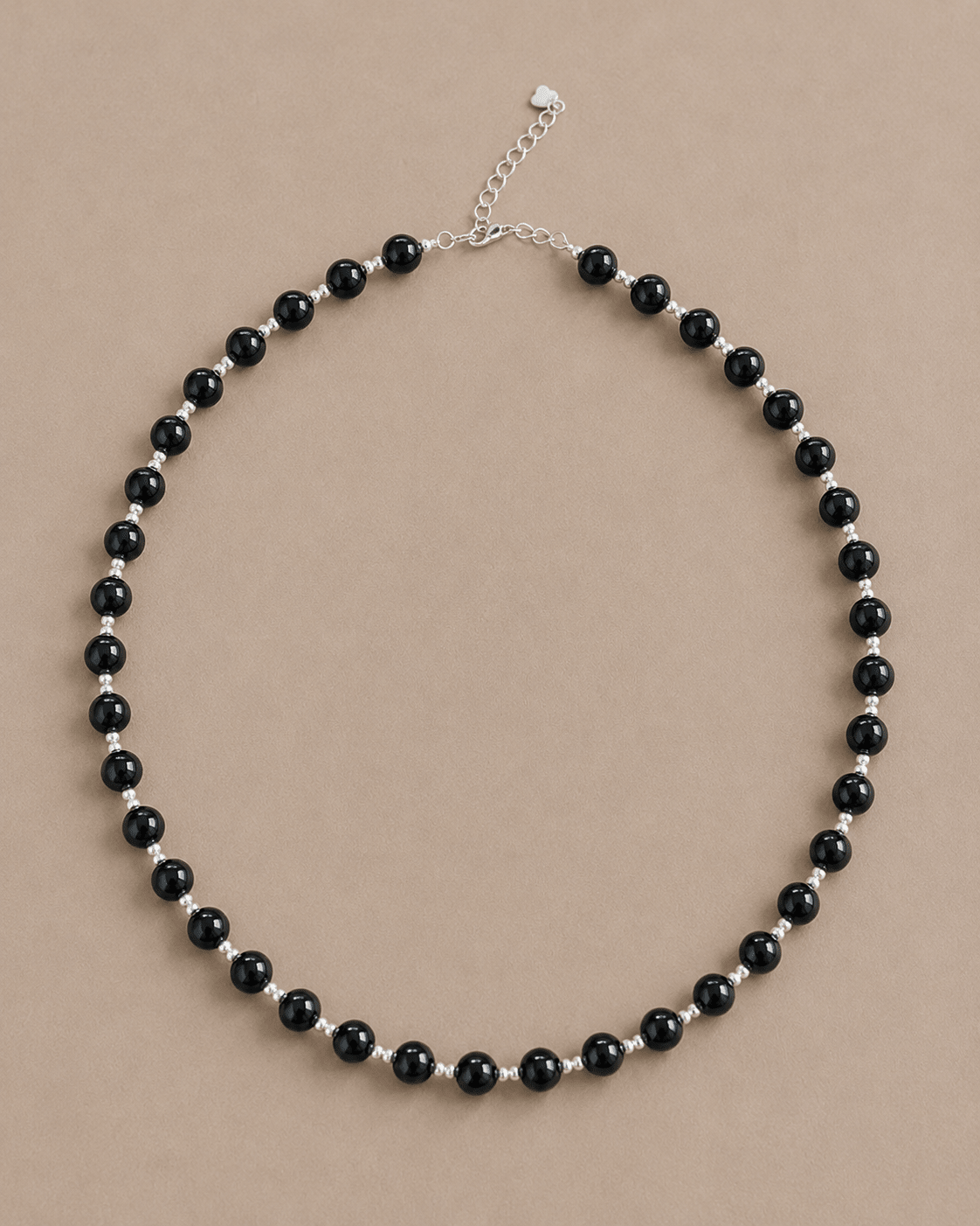 Black Onyx Silver Bead Necklace by LUNARAE