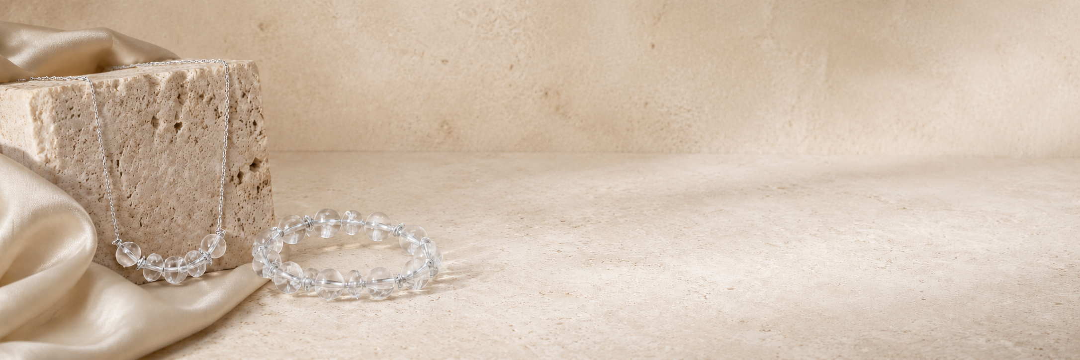 Clear quartz jewelry collection hero image by LUNARAE