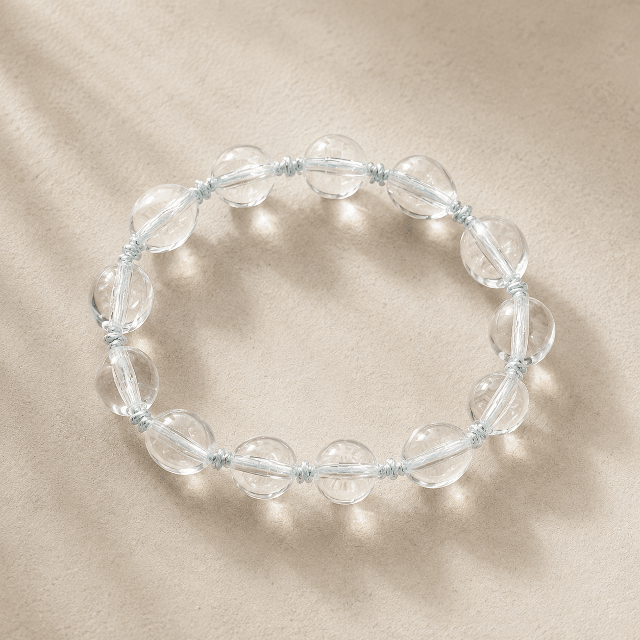 Clear Quartz Silver Bead Bracelet by LUNARAE