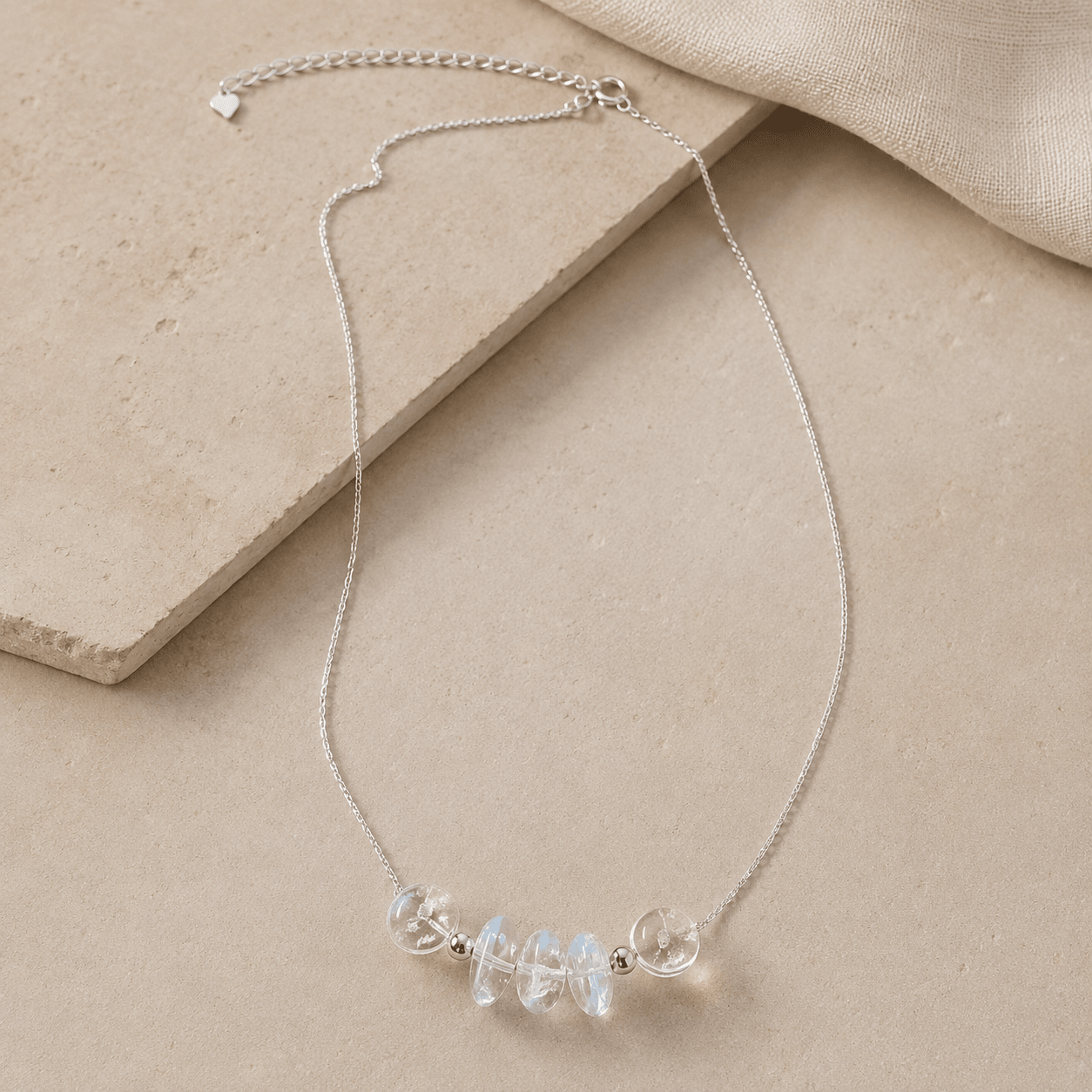 Clear Quartz Silver Pendant Necklace by LUNARAE